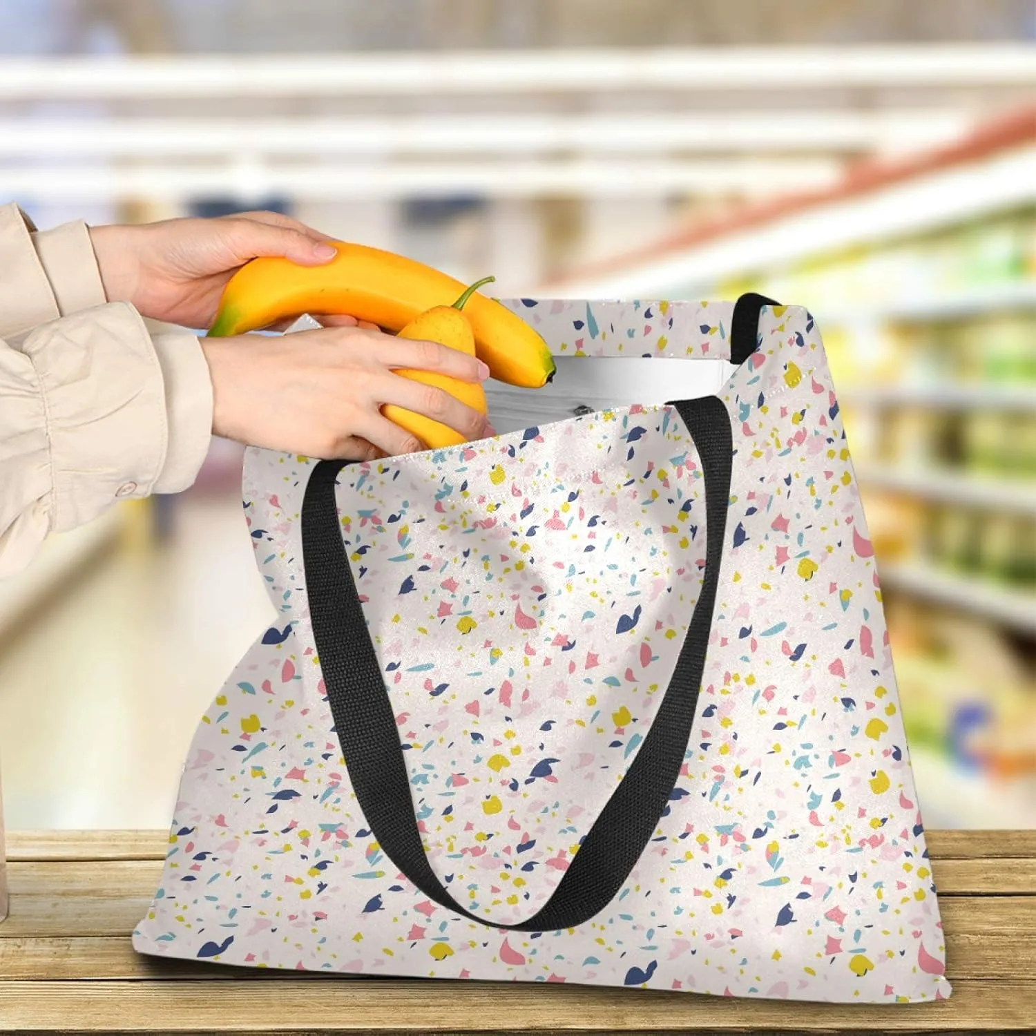 visesunny Fashion Floral Tote Bag with Interior Pocket Lightweight Travel Shoulder Bag Handbag Purse
