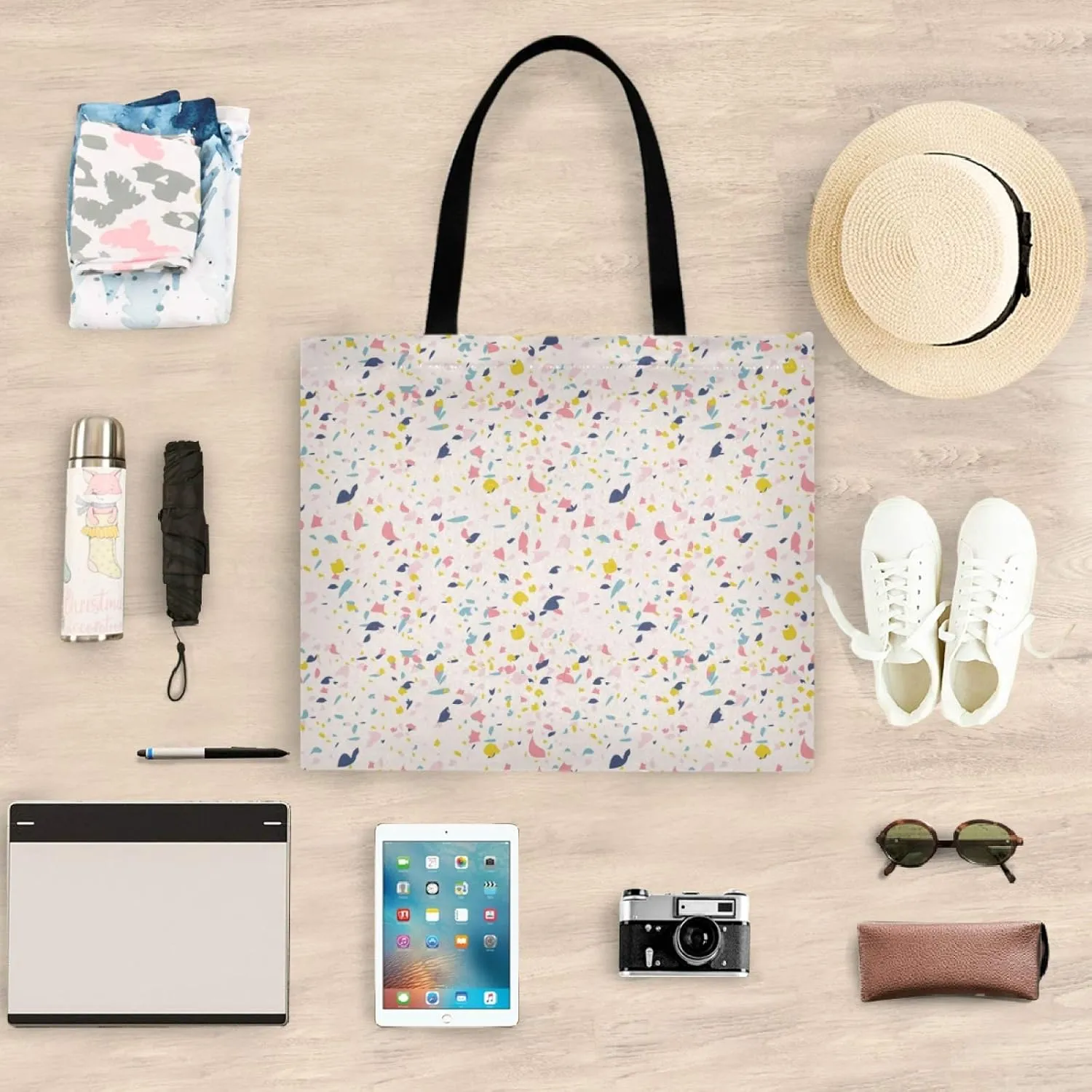 visesunny Fashion Floral Tote Bag with Interior Pocket Lightweight Travel Shoulder Bag Handbag Purse