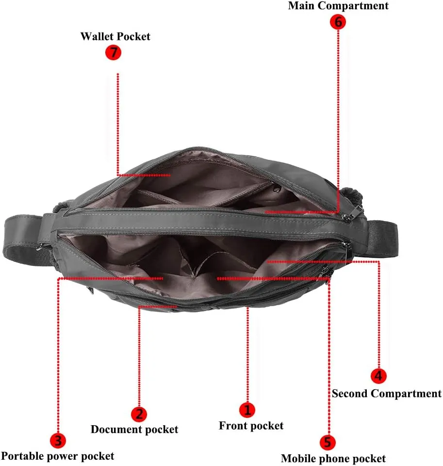 VOLGANIK ROCK Crossbody Purses for Women Shoulder Handbags Lightweight Waterproof Nylon Travel Bag Ladies Pocketbooks