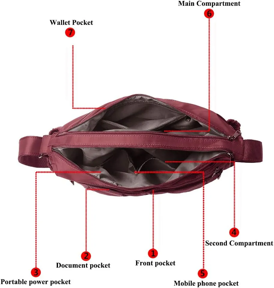 VOLGANIK ROCK Crossbody Purses for Women Shoulder Handbags Lightweight Waterproof Nylon Travel Bag Ladies Pocketbooks