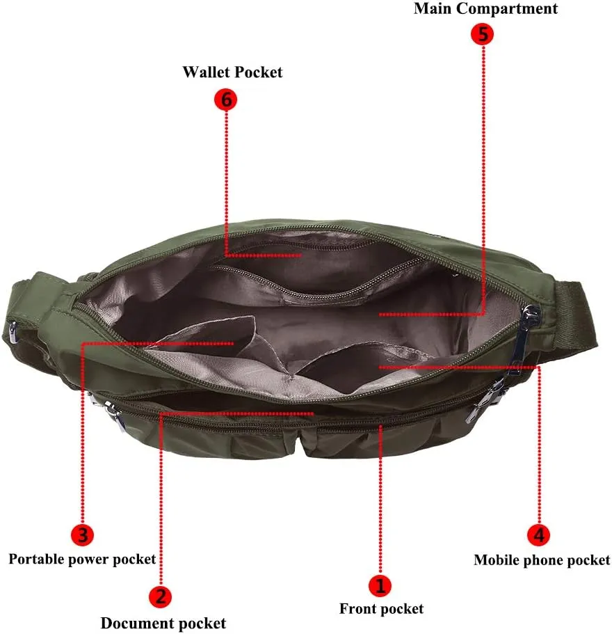 VOLGANIK ROCK Crossbody Purses for Women Shoulder Handbags Lightweight Waterproof Nylon Travel Bag Ladies Pocketbooks