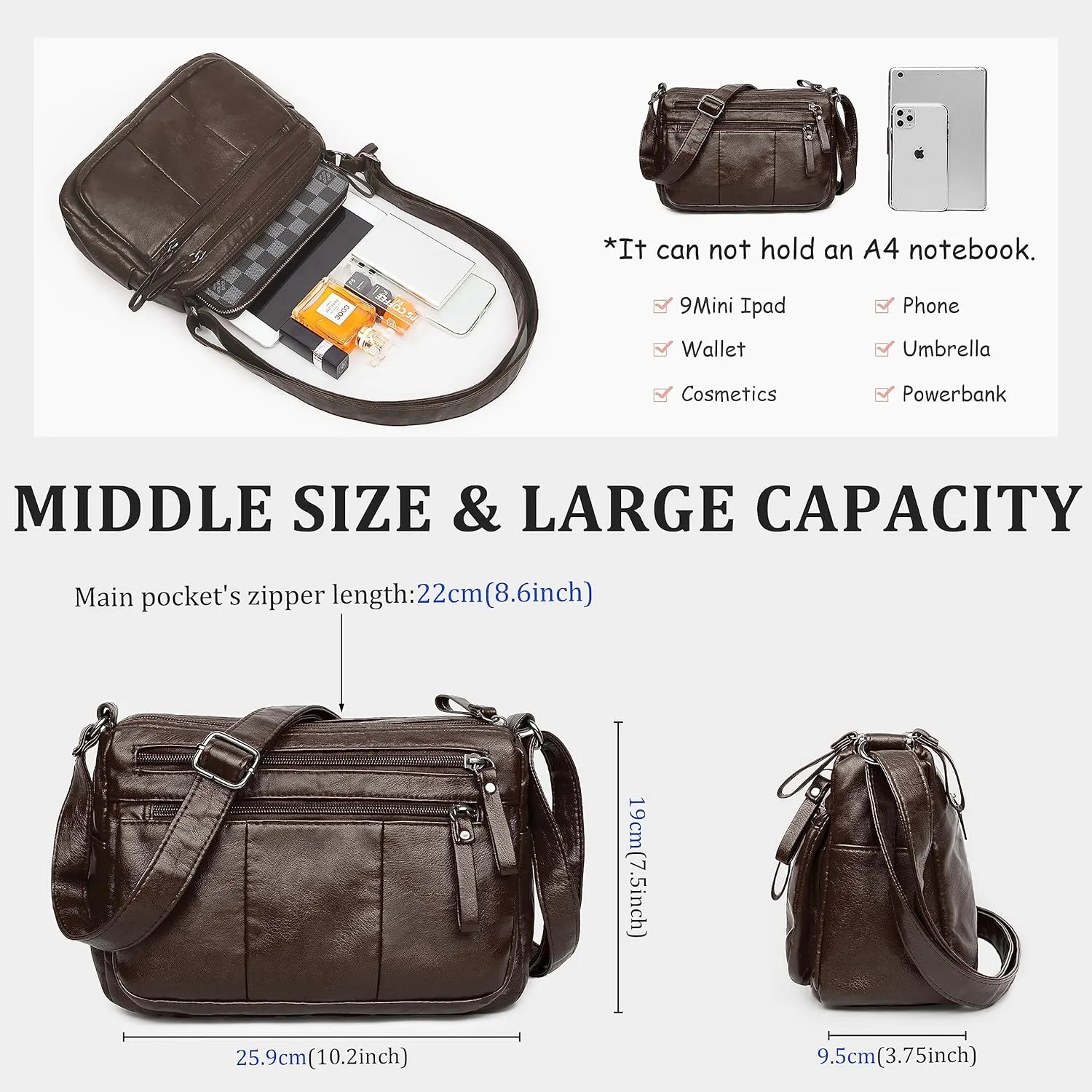 VOLGANIK ROCK Purses for Women Soft PU Leather Shoulder Bag Ladies Crossbody Purse and handbags Lightweight Pocketbook