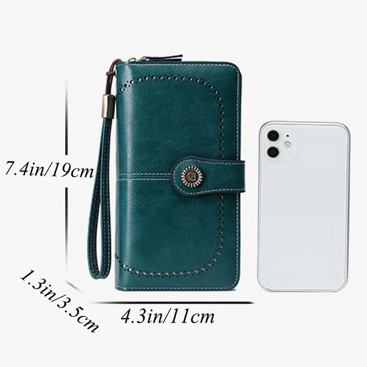 Wallets for Women PU Leather Credit Card Holder with RFID Blocking Large Capacity Wristlet Purse, Black, One Size