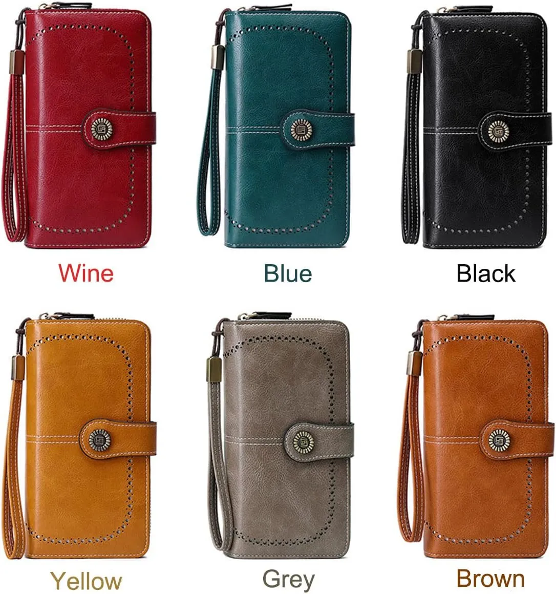 Wallets for Women PU Leather Credit Card Holder with RFID Blocking Large Capacity Wristlet Purse, Black, One Size