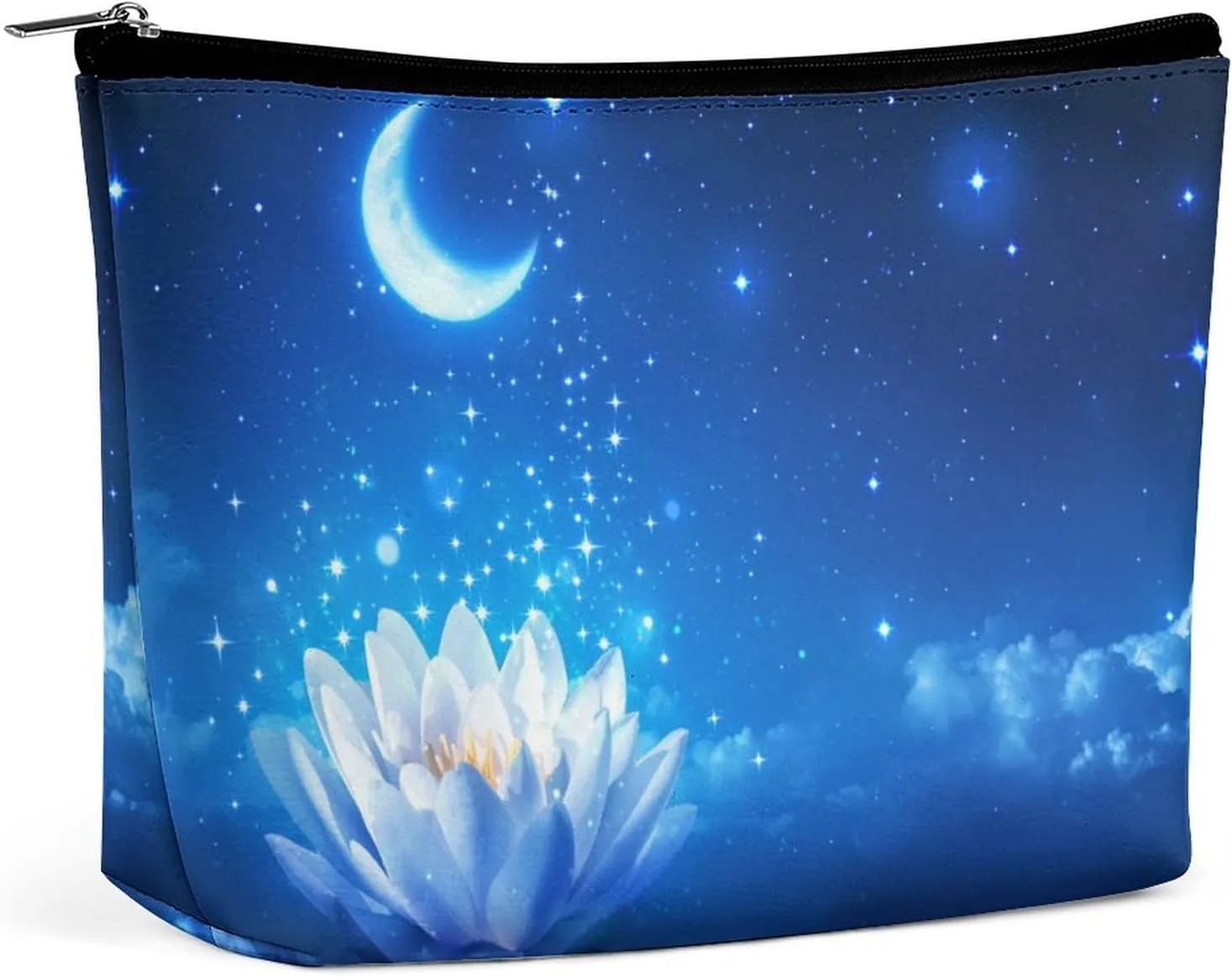 Water Lily Pattern Large Makeup Bag, Cosmetic Bag,Travel Makeup Bag,Leather Makeup Pouch, Cosmetic Travel tote bags,Portable travel toiletry bag