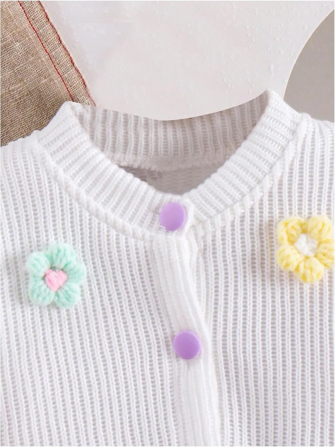 WDIRARA Toddler Girl's 2 Piece Outfits 3D Flower Button Down Cardigan and Pleated Aline Skirts Set