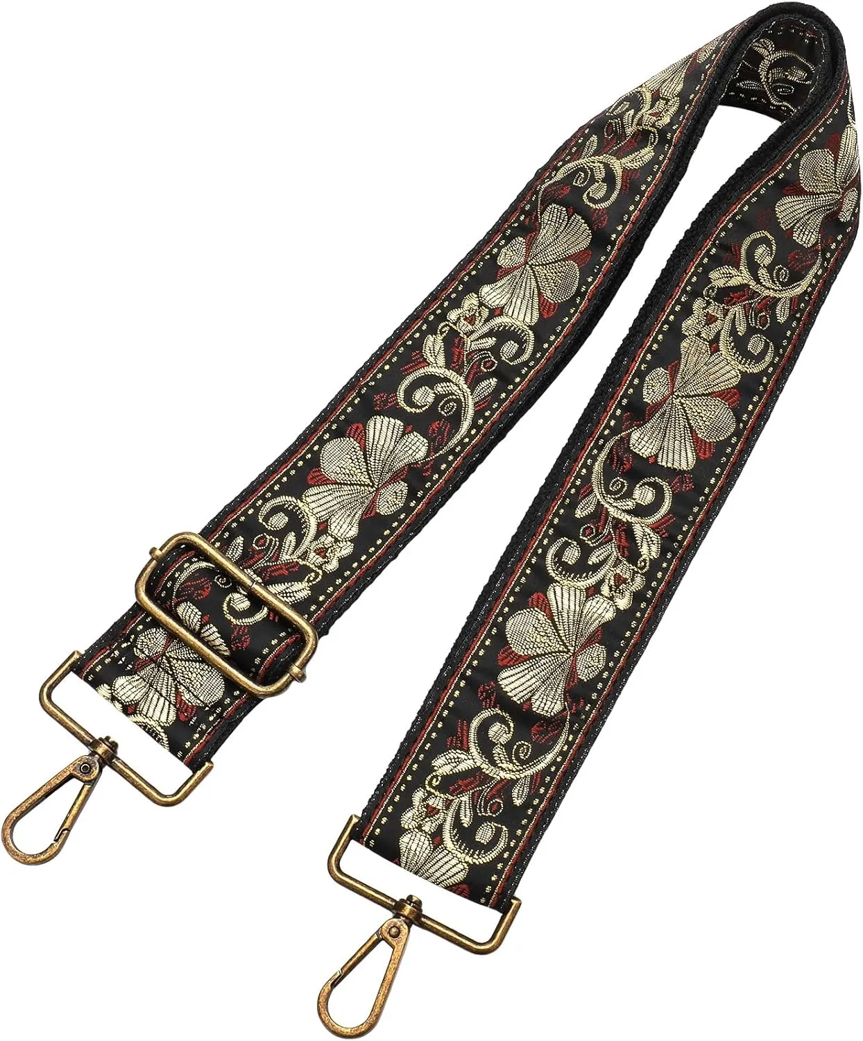 Wide Embroidery Purse strap Replacement Crossbody Bag Strap Adjustable Floral Canvas Guitar Straps for Handbags