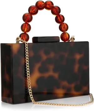 Women Acrylic Clutch Purse Leopard Print Evening Bag Chain Formal Handbag Party Bridal Wedding Clutch Purse for Women