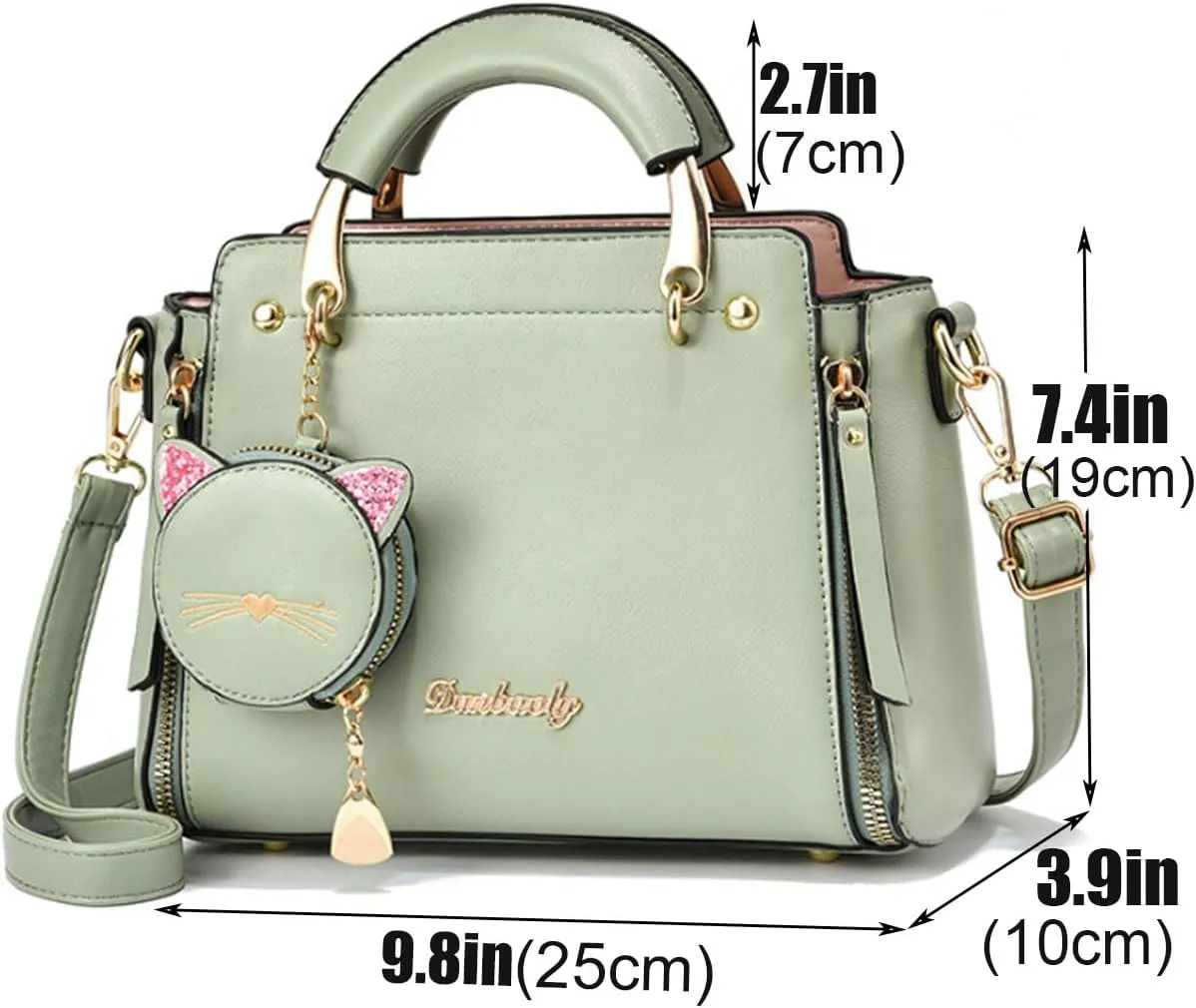 Women Fashion Handbag Luxury Designer Crossbody Purse Leather Satchel Shoulder Messenger Bag Tote with Cat Wallet