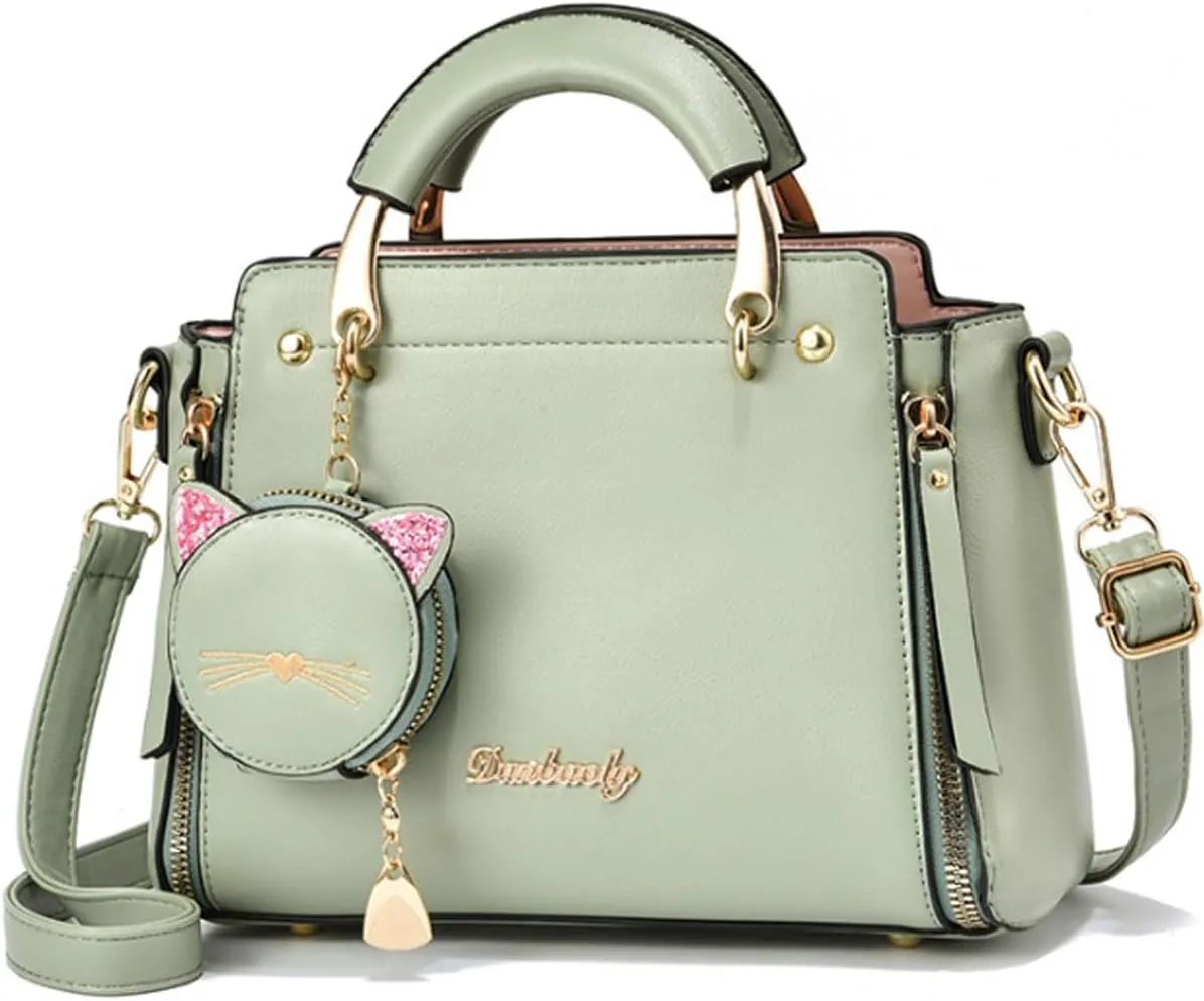 Women Fashion Handbag Luxury Designer Crossbody Purse Leather Satchel Shoulder Messenger Bag Tote with Cat Wallet