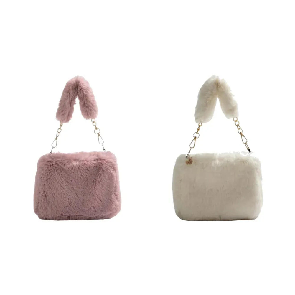 Women Faux Fur Tote Bag Casual Plush Tote Handbag Versatile Fluffy Shoulder Bag Soft Cute Fall Winter Female Purse