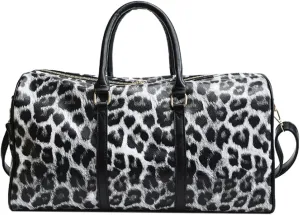 Women Leopard Travel Bag Duffel Weekender Carryon Luggage Shoulder Tote Bag PU Leather Handbag Crossbody Bag
