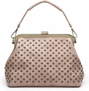 Women Punk Purse Top-handle Handbag Rivet Shoulder Crossbody Bag PU Leather Tote Satchel
