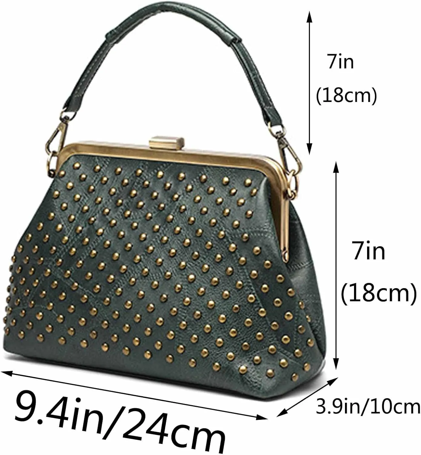 Women Punk Purse Top-handle Handbag Rivet Shoulder Crossbody Bag PU Leather Tote Satchel