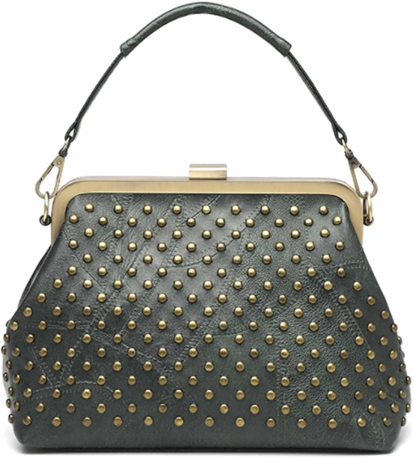 Women Punk Purse Top-handle Handbag Rivet Shoulder Crossbody Bag PU Leather Tote Satchel