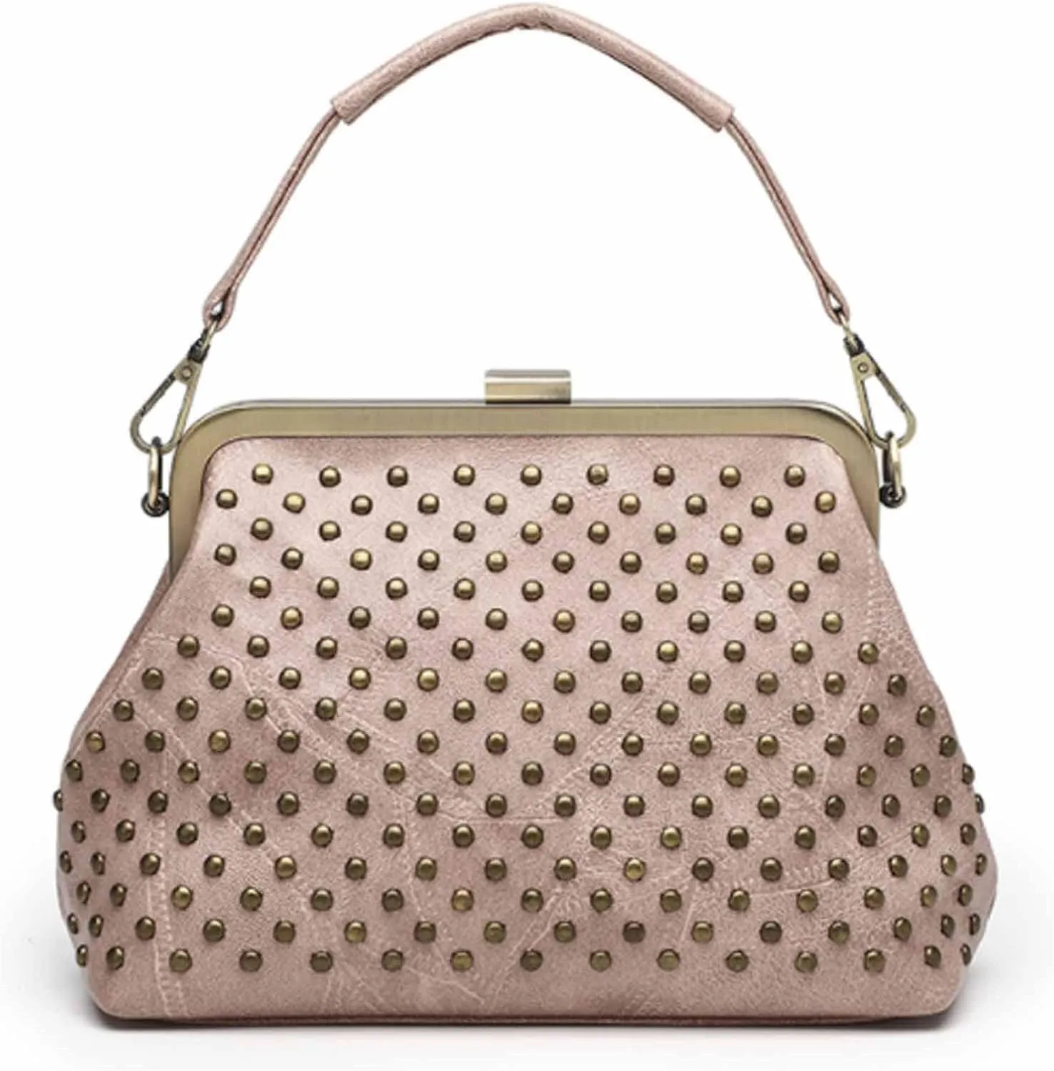 Women Punk Purse Top-handle Handbag Rivet Shoulder Crossbody Bag PU Leather Tote Satchel