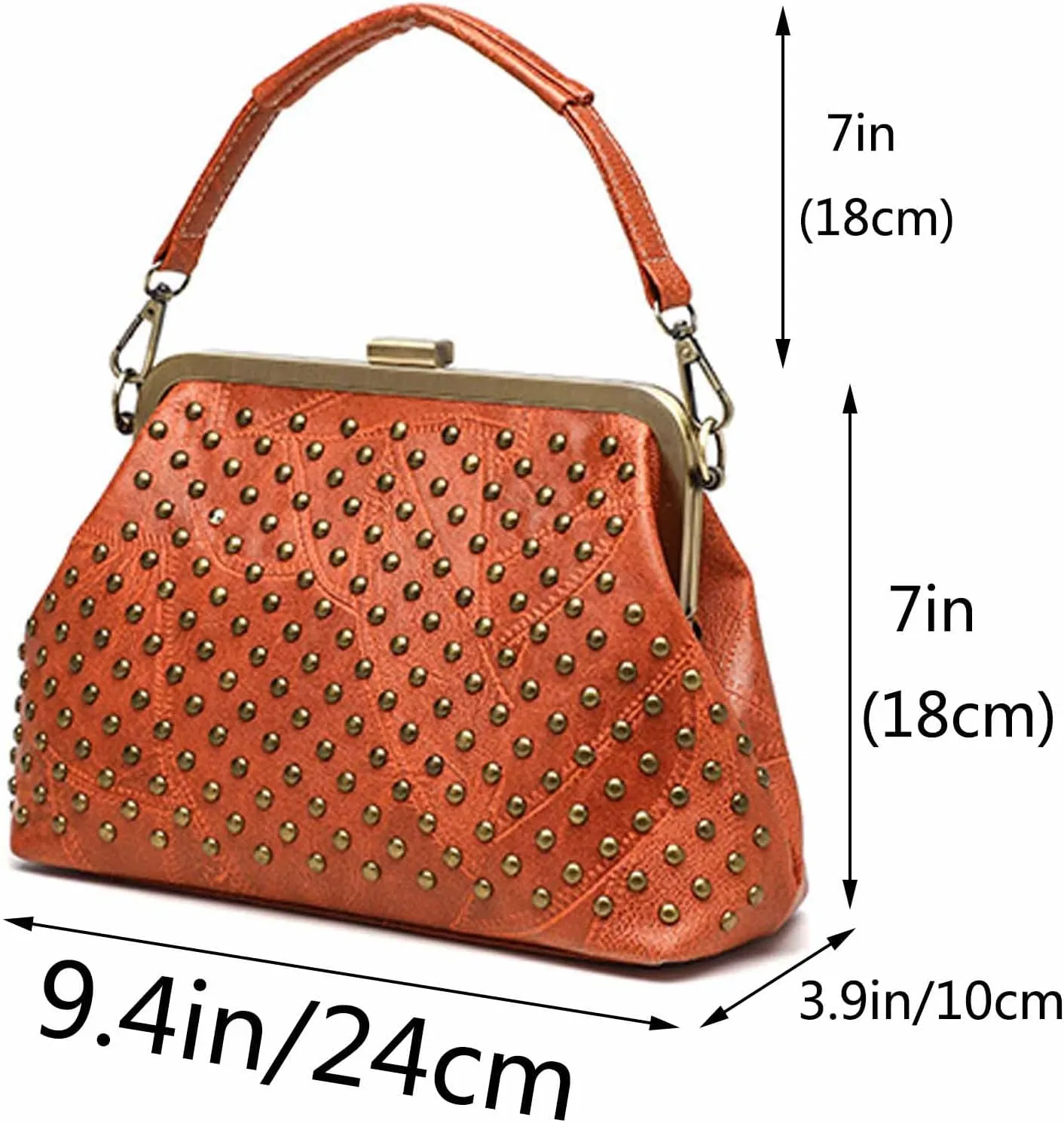 Women Punk Purse Top-handle Handbag Rivet Shoulder Crossbody Bag PU Leather Tote Satchel