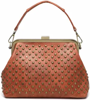 Women Punk Purse Top-handle Handbag Rivet Shoulder Crossbody Bag PU Leather Tote Satchel