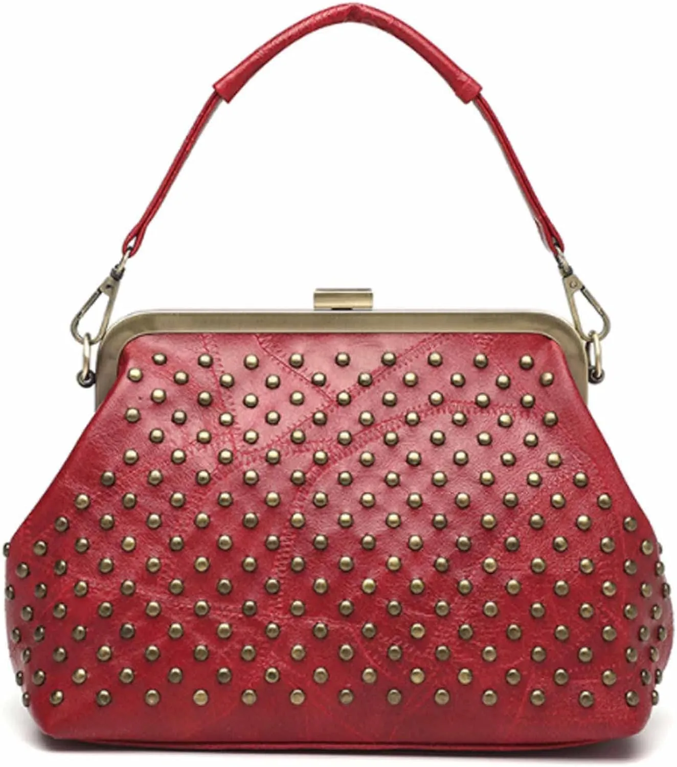 Women Punk Purse Top-handle Handbag Rivet Shoulder Crossbody Bag PU Leather Tote Satchel