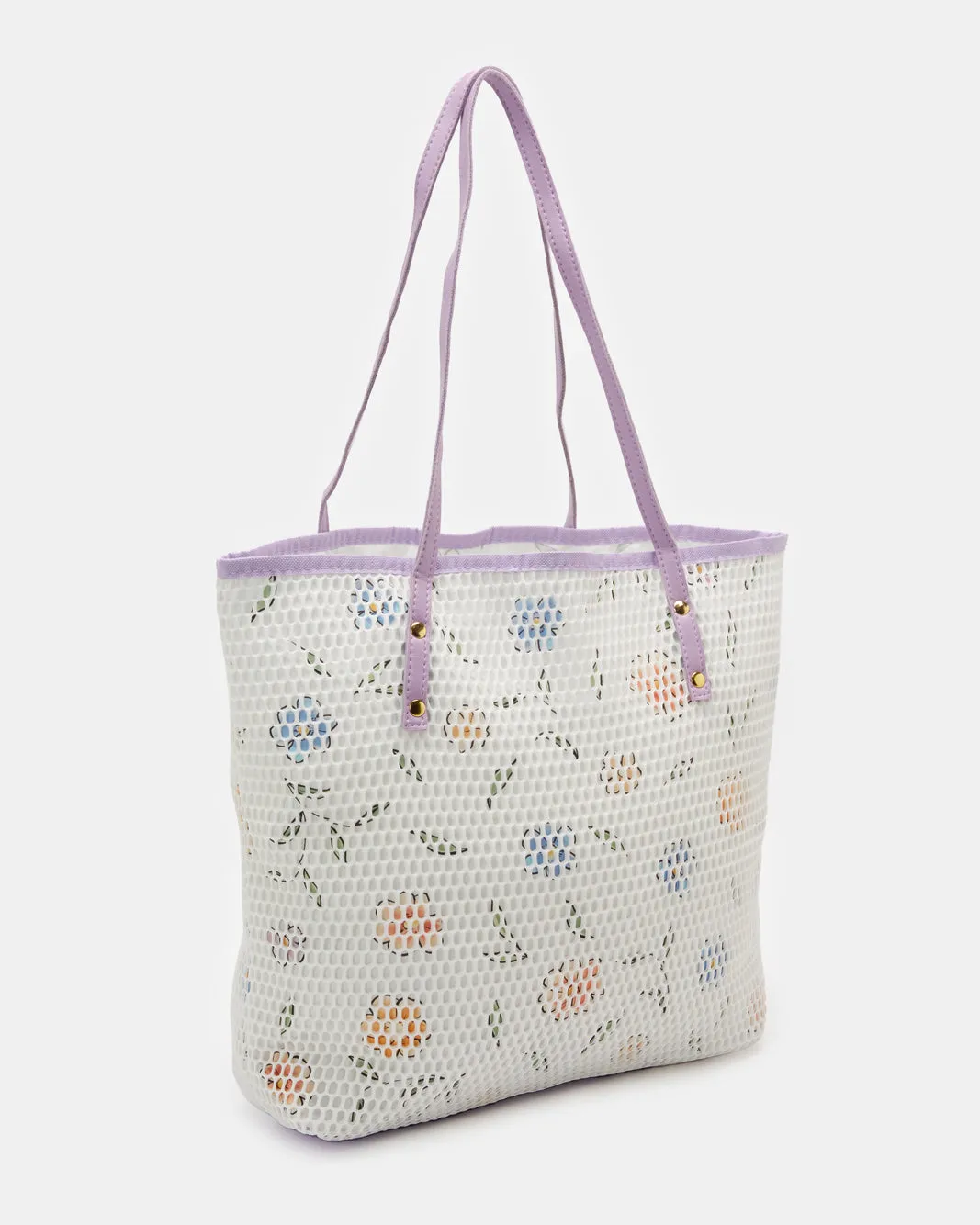 Women Purple Mesh Beach Bag