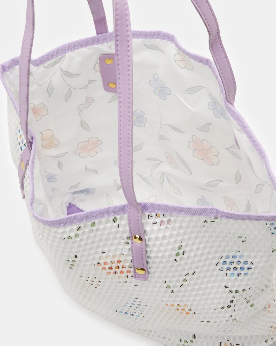Women Purple Mesh Beach Bag