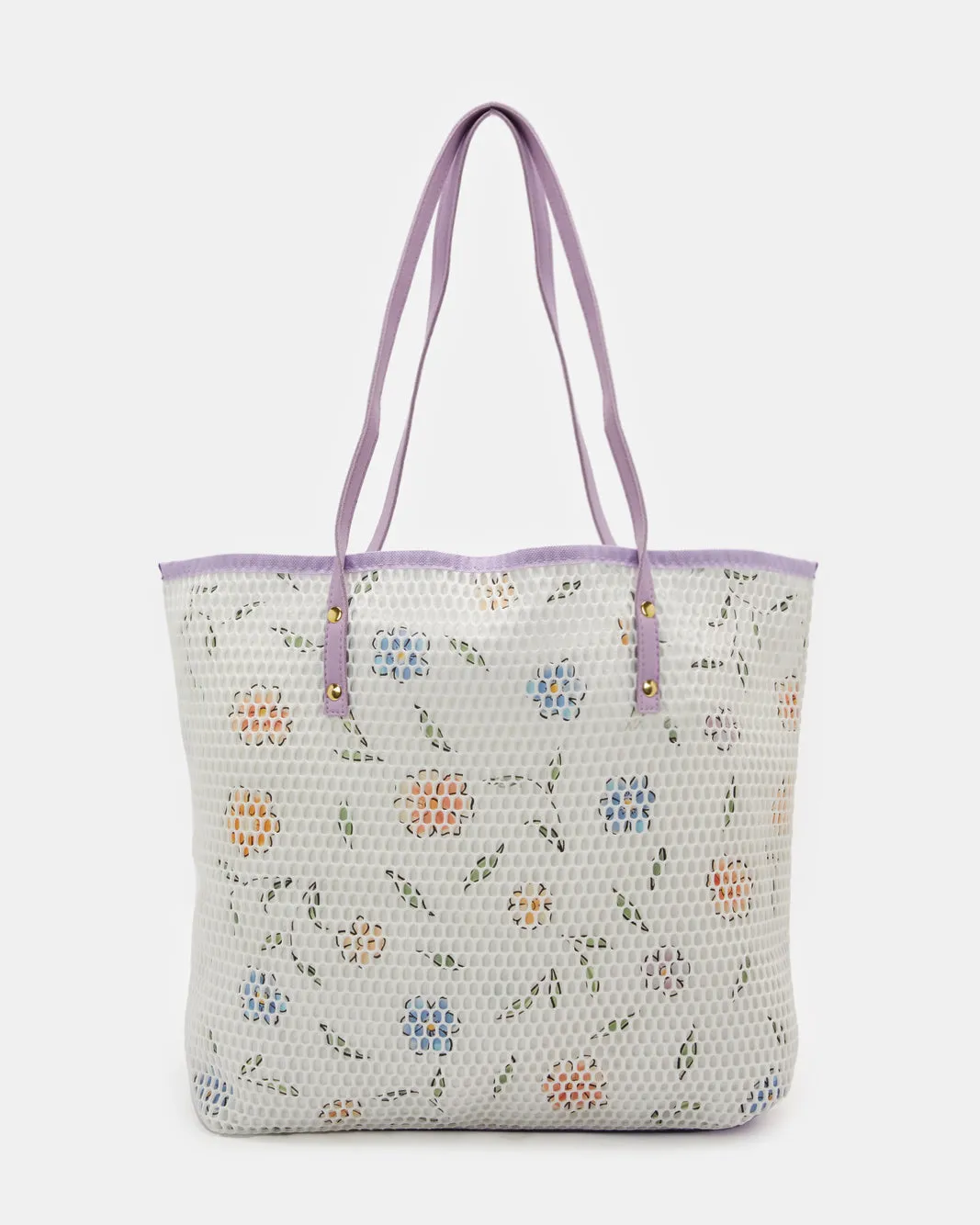 Women Purple Mesh Beach Bag