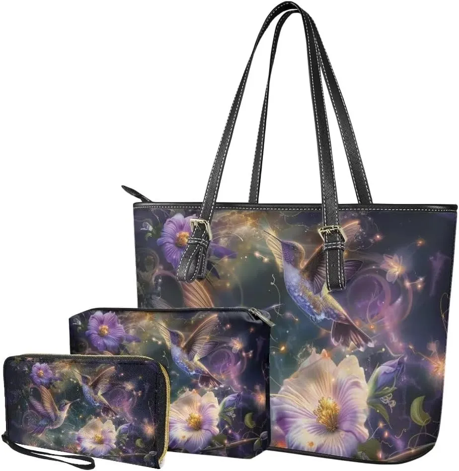 Women Purse Handbags Wallet Sets Leather Shoulder Tote Bag for Women,Top Handle Purse with Wrist Wallet Bag