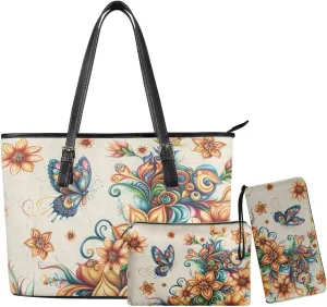 Women Purse Handbags Wallet Sets Leather Shoulder Tote Bag for Women,Top Handle Purse with Wrist Wallet Bag