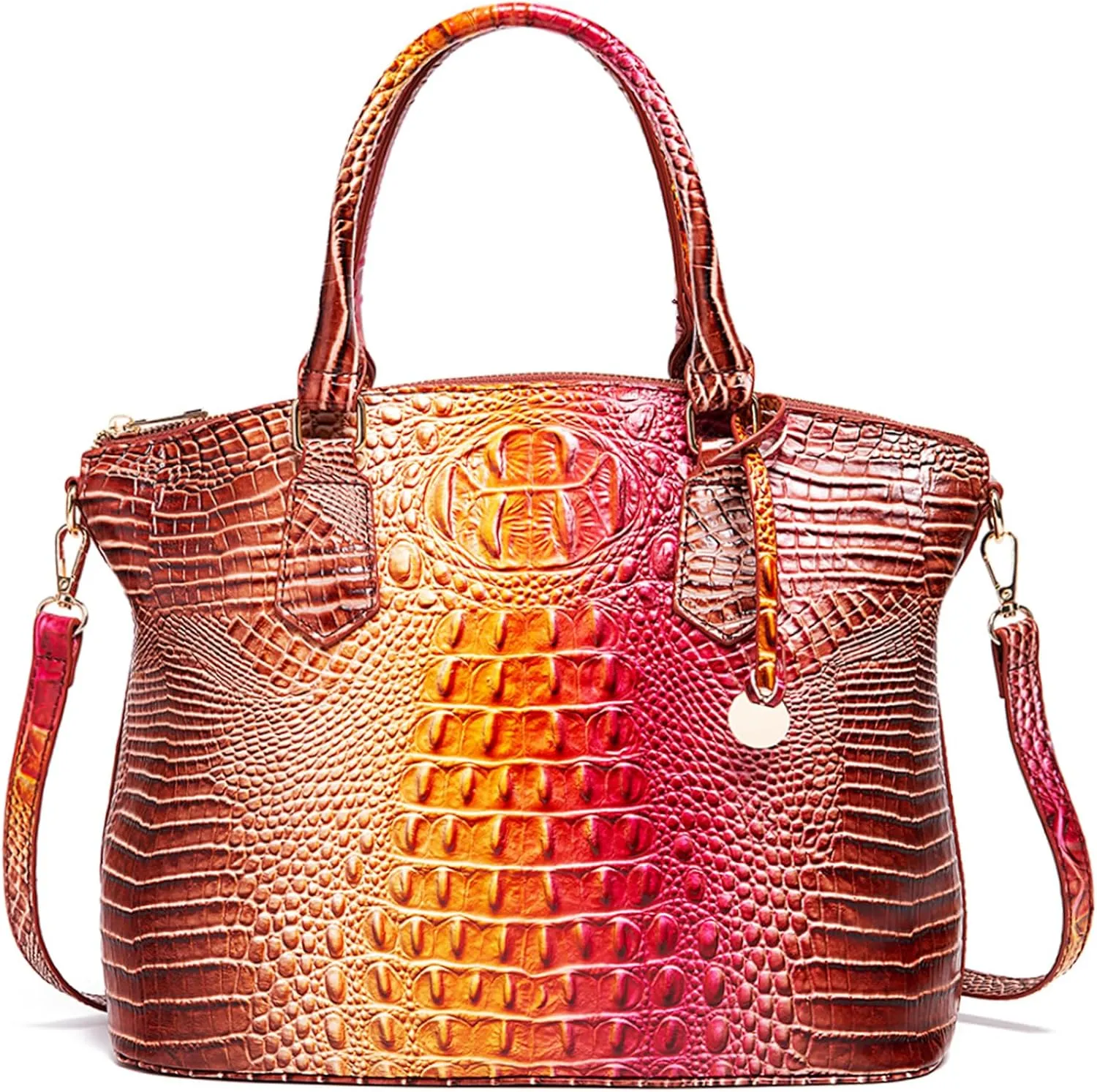 Women Purse Satchel Bag Long Crossbody Classy Tote Bag Top Handle Vegan Leather Ladies Handbags Embossed Pattern