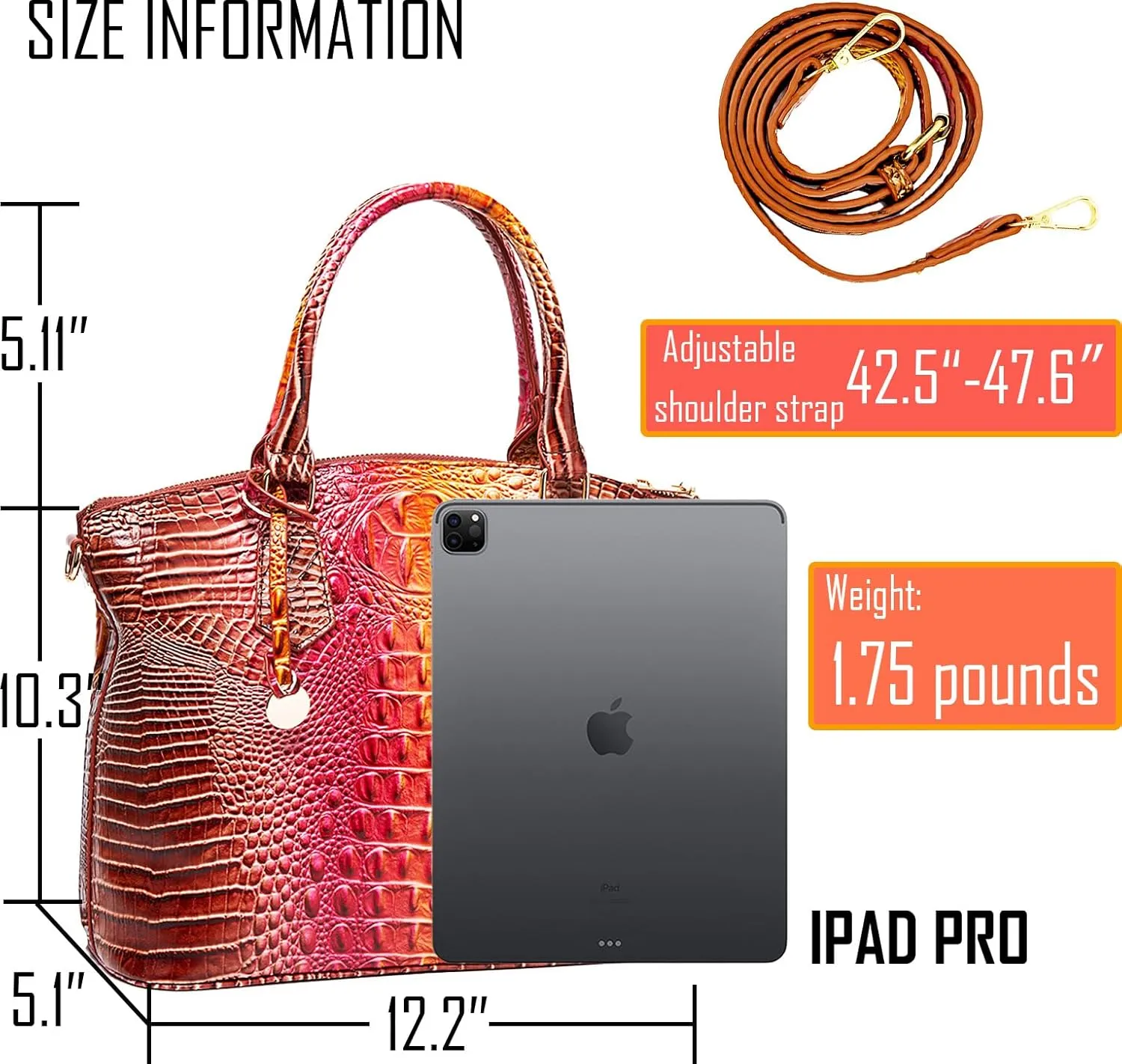 Women Purse Satchel Bag Long Crossbody Classy Tote Bag Top Handle Vegan Leather Ladies Handbags Embossed Pattern