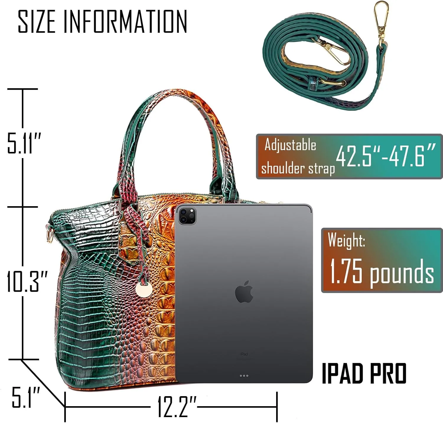 Women Purse Satchel Bag Long Crossbody Classy Tote Bag Top Handle Vegan Leather Ladies Handbags Embossed Pattern