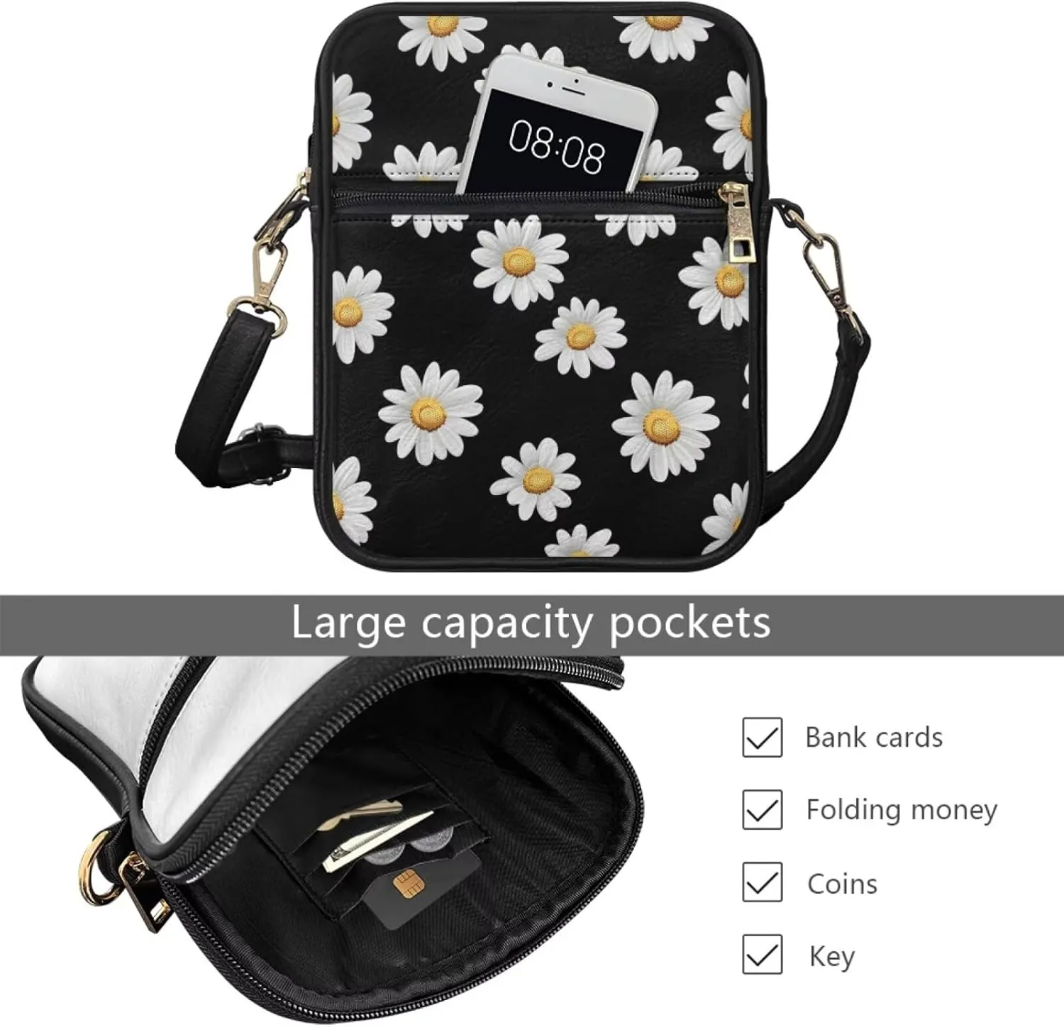 Women Small Crossbody Bags Trendy Messenger Bag Phone Purses Leather Shoulder Bag Multi Pocket Handbags