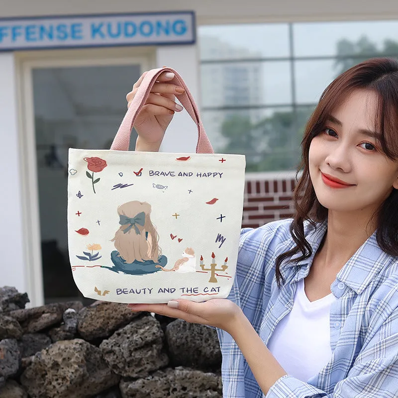 Women's Canvas Lunch Hand Holding Gift Handbags