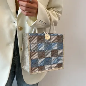 Women's Canvas Portable Sack Fashion Hand Carrying Lunch Handbags