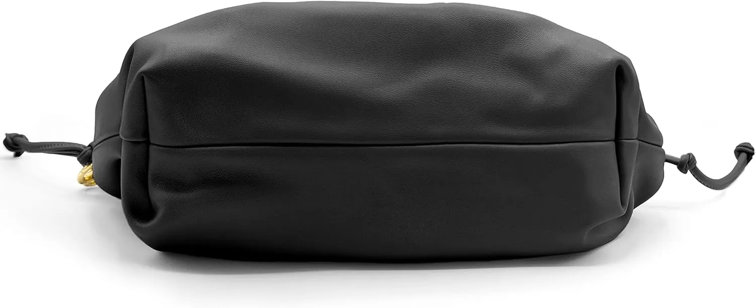 Women's Chain Link Cloud Clutch Bag | Dumpling-Shaped Pouch Purse Handbag | Ruched Chunky Chain Link Shoulder Handbags