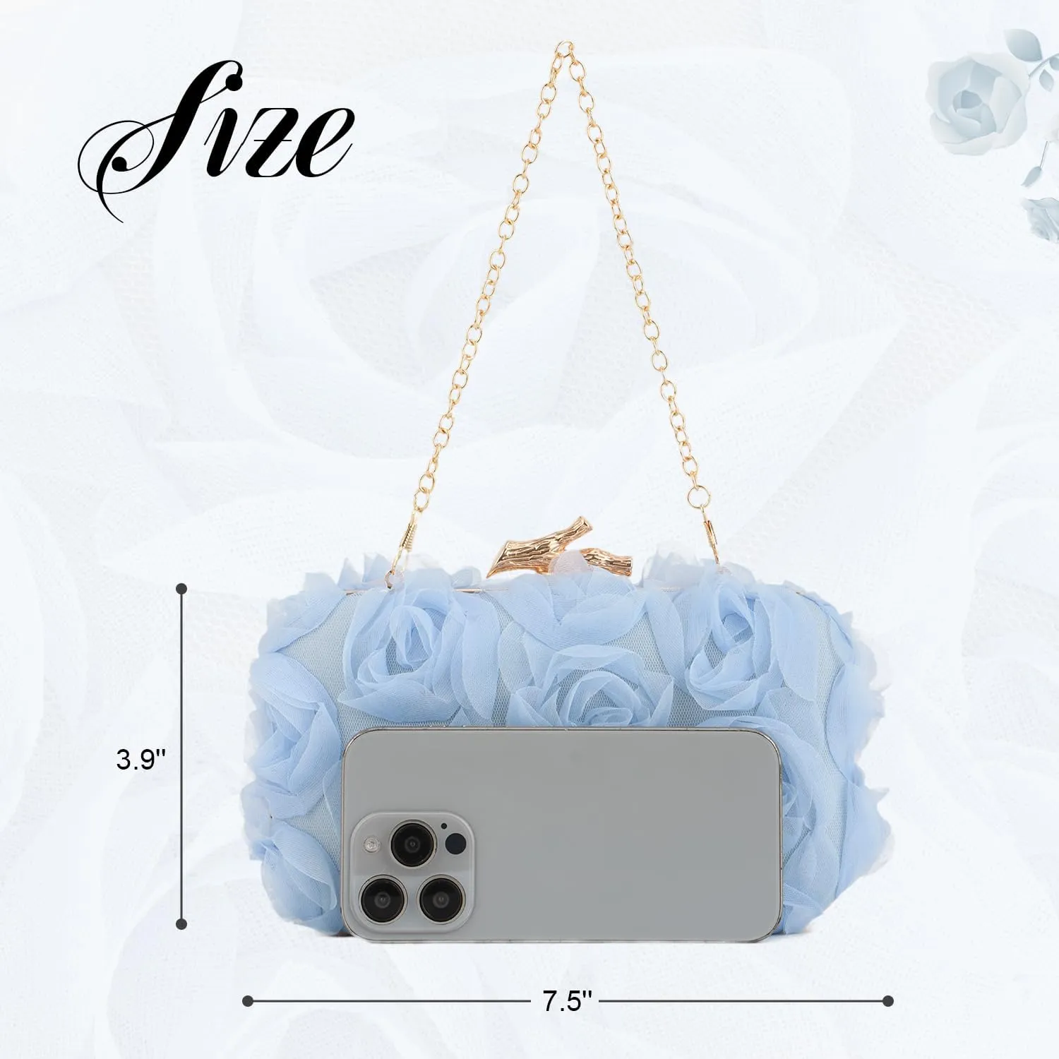 Women's Lace Floral Clutch Purses Formal Flower Evening Handbags with Chain for Wedding, Prom, Party
