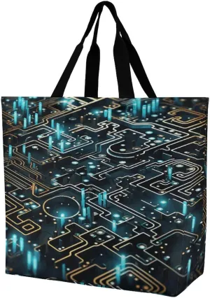 Women's Multi-Functional Shopping Bag，Coding Pattern Printing Messenger Bag Shoulder Bag for Travel, Work, Shopping & Parties with Inner Pocket, Grocery Bag Lightweight & Water-Resistant