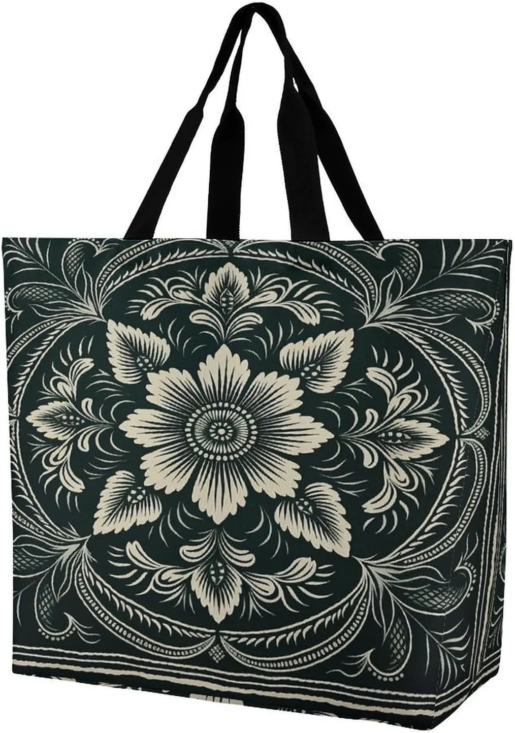 Women's Multi-Functional Shopping Bag，With Dark Green Printing Messenger Bag Shoulder Bag for Travel, Work, Shopping & Parties with Inner Pocket, Grocery Bag Lightweight & Water-Resistant