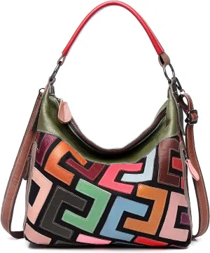Women's Random Multicolor Tote Handbag Letter Splicing Shoulder Satchel Purses