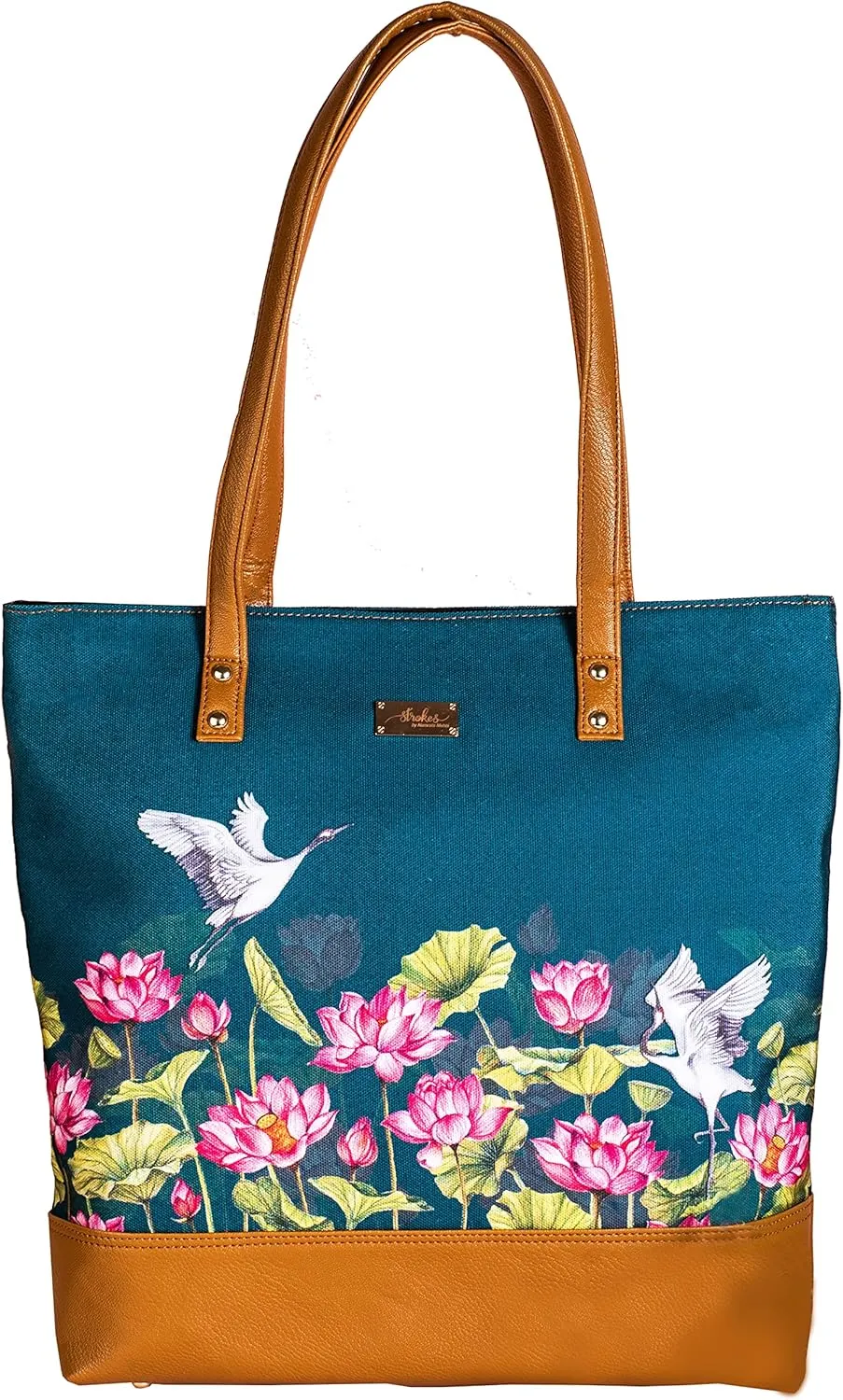 Women's Tote Bag | Vegan Leather & Cotton Canvas | Floral Printed