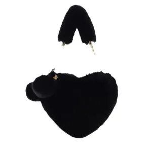 Women's Winter Versatile Korean Style Heart Shape Ball Handbags
