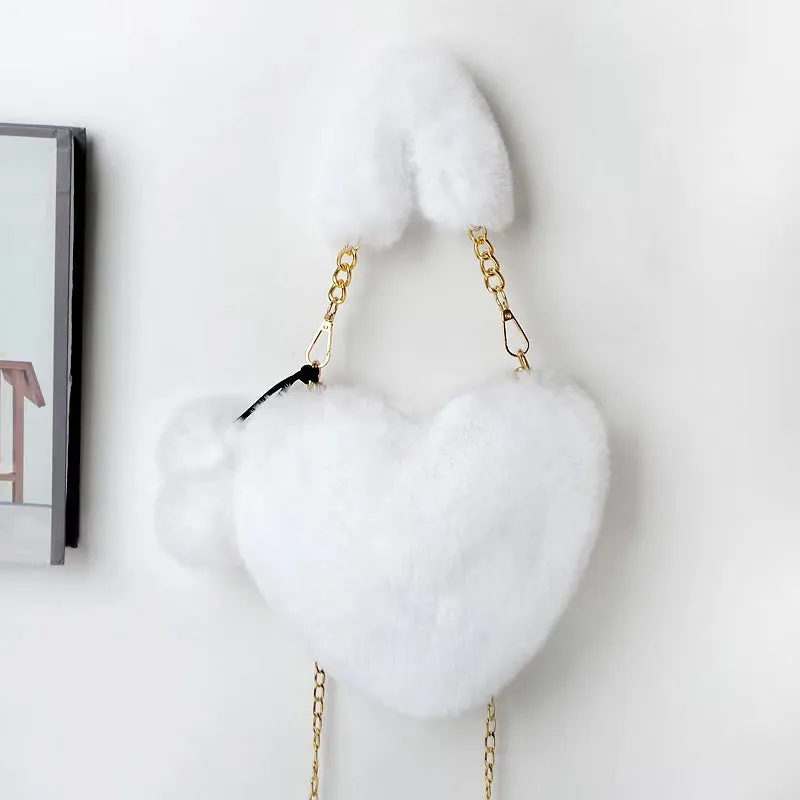 Women's Winter Versatile Korean Style Heart Shape Ball Handbags