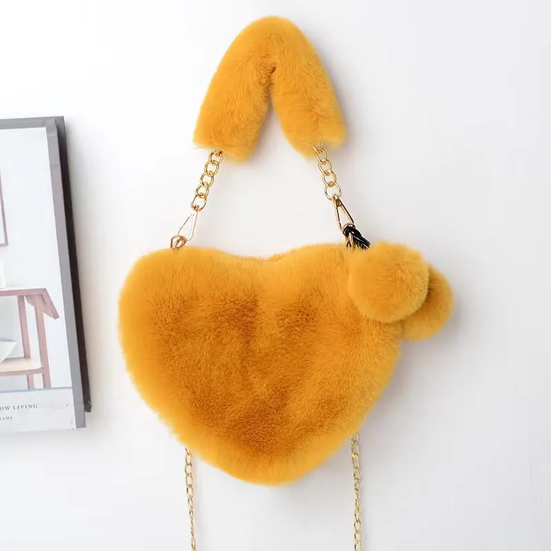 Women's Winter Versatile Korean Style Heart Shape Ball Handbags