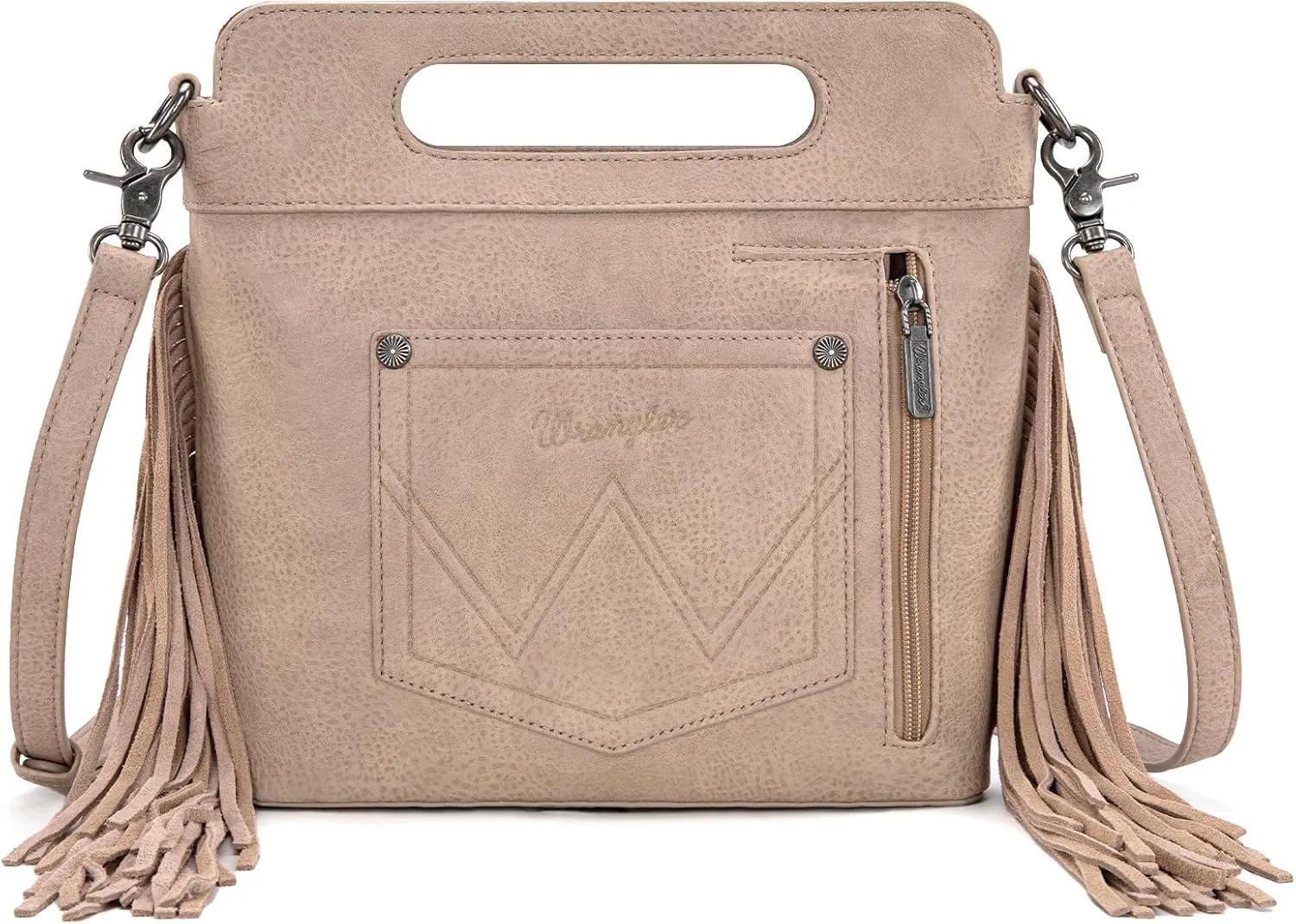 Wrangler Top Handle Handbags Western Fringe Crossbody Bag for Women Embroidered Boot Scroll Ladies Handbag
