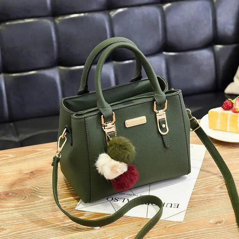 Yogodlns PU Leather Ladies HandBags Women Vintage Purse Plush Tassel Messenger Bags Tote Boston Shoulder Crossbody Bag