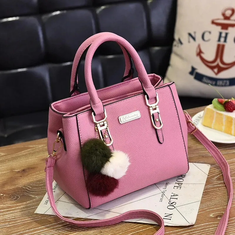 Yogodlns PU Leather Ladies HandBags Women Vintage Purse Plush Tassel Messenger Bags Tote Boston Shoulder Crossbody Bag