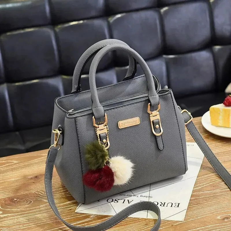 Yogodlns PU Leather Ladies HandBags Women Vintage Purse Plush Tassel Messenger Bags Tote Boston Shoulder Crossbody Bag