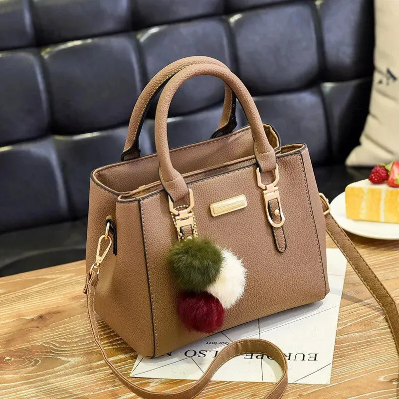 Yogodlns PU Leather Ladies HandBags Women Vintage Purse Plush Tassel Messenger Bags Tote Boston Shoulder Crossbody Bag
