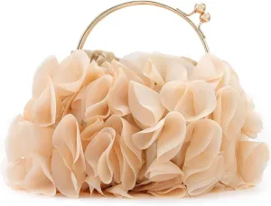 Yokawe Floral Clutch Purses for Women Satin Flower Evening Bag Party Prom Handbags